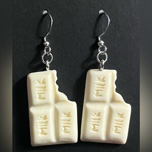 White Milk Chocolate Bar Dangle Earrings
